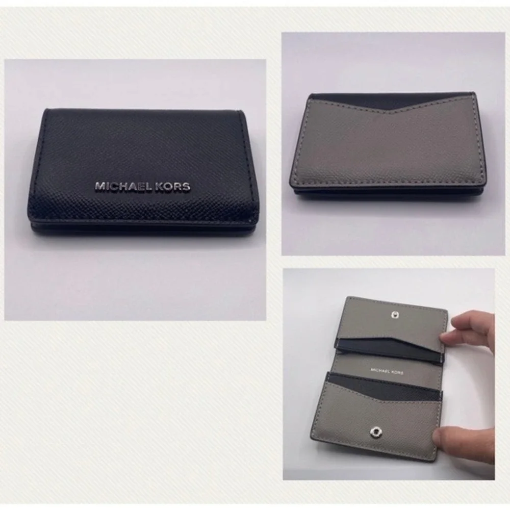 Michael Kors Jet Set Gray Black‎ Flap Card ID Holder